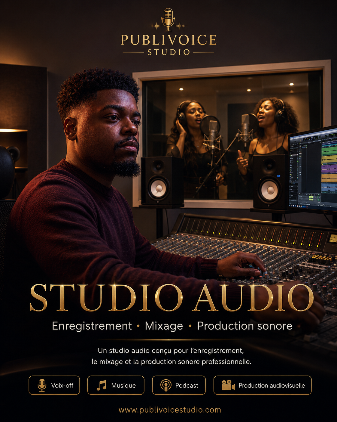 Aménagement de studio audio et vidéo Publivoice